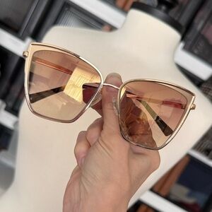Diff Eyewear Women’s Gold Frame Brown Lens Sunglasses small head